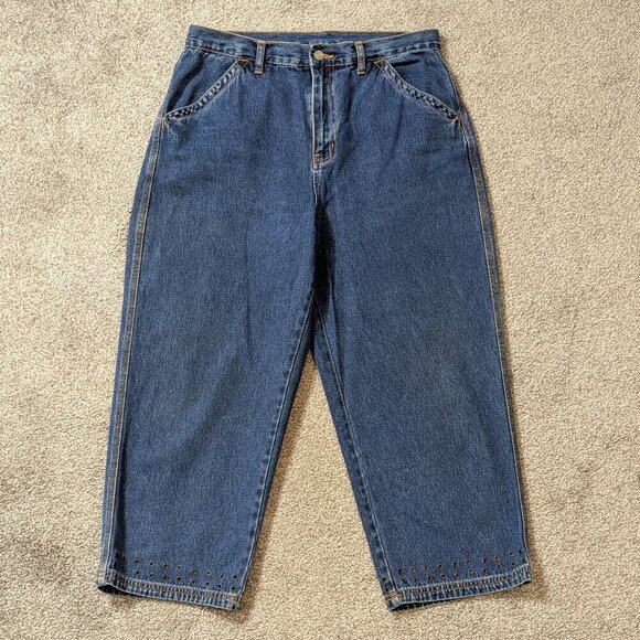 Vintage BILL BLASS Blue Denim High Rise Straight Leg Crop Jeans /Capris; Size 10 - Picture 1 of 4